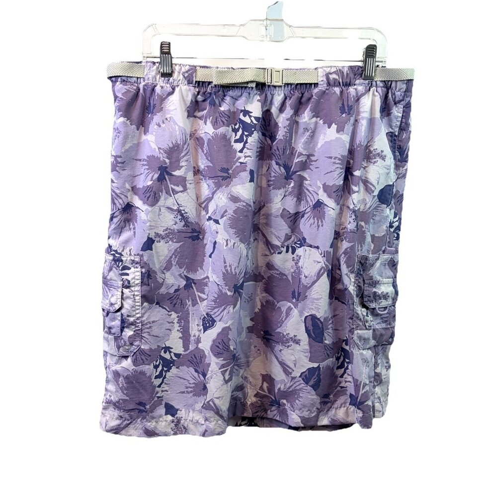 Columbia Womens Skirt Purple Floral Cargo Side Pockets Nylon Gorpcore Hiking L